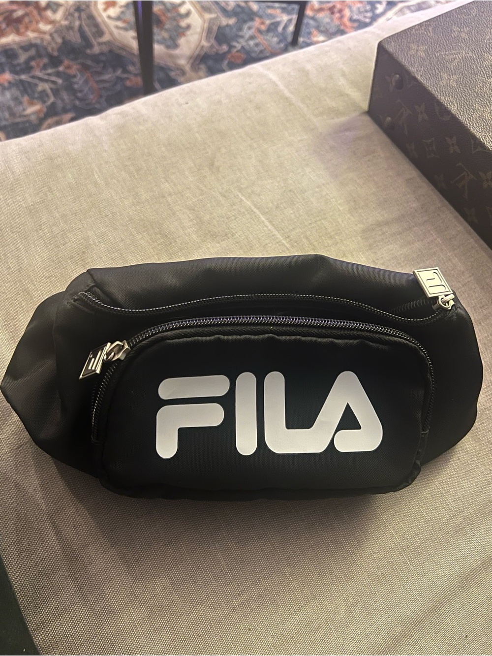 FILA Black Belt Bag with White Logo